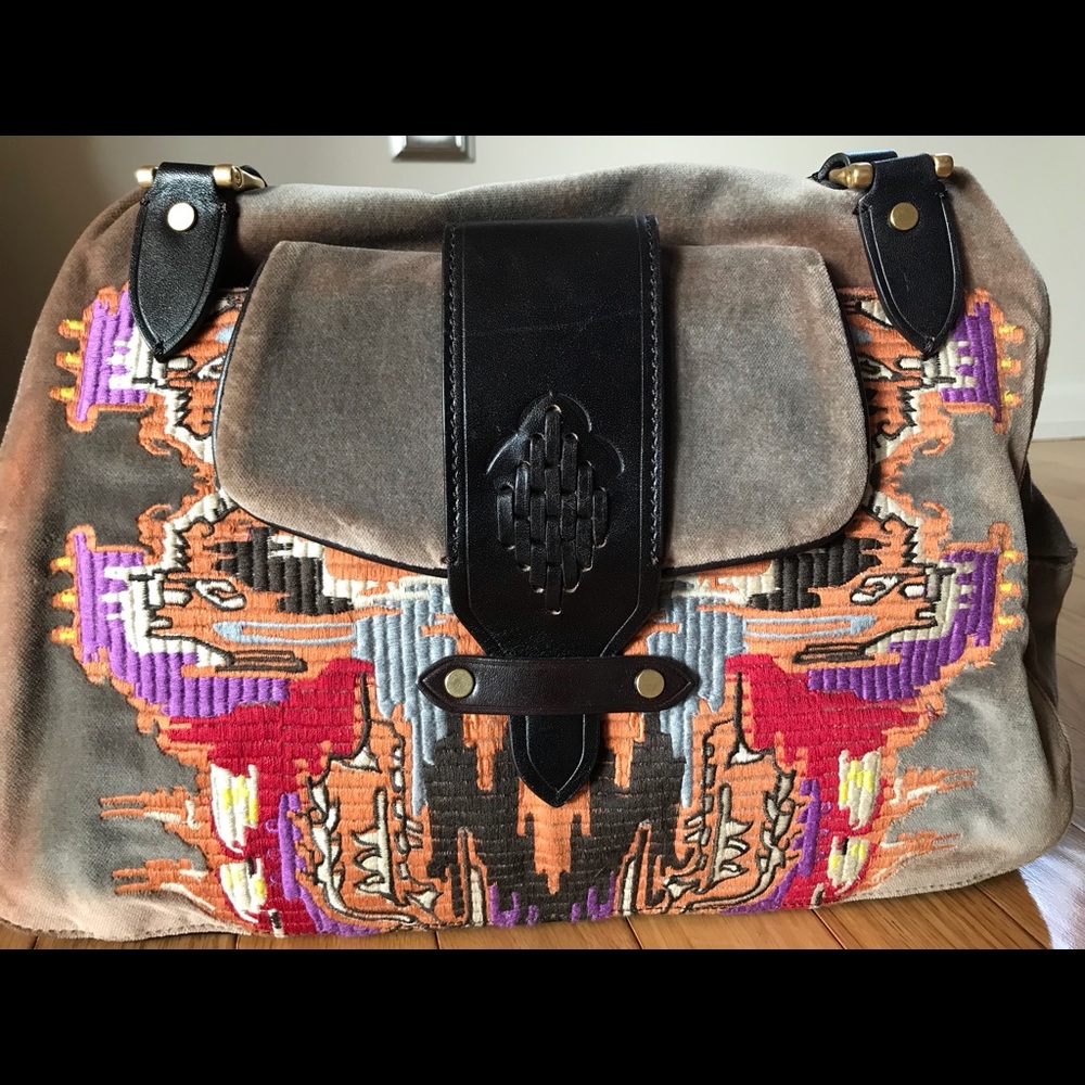 Cole Haan Embroidered Velvet Handbag